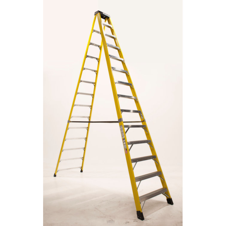 Bauer Corporation 16 Ft Fiberglass Step Ladder 375 lb. Load Capacity